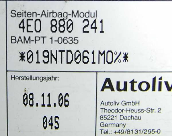 Audi A8 D3 poduszka airbag fotel LEWA 4E0880241