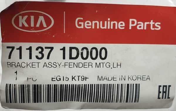 Kia Carens 2007-2010 wspornik błotnika przód lewy 71137-1D000 ORG NOWY