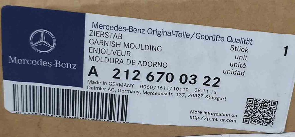 Mercedes E W212 Kombi listwa tył lewa A2126700322 NOWY ORYGINAŁ 