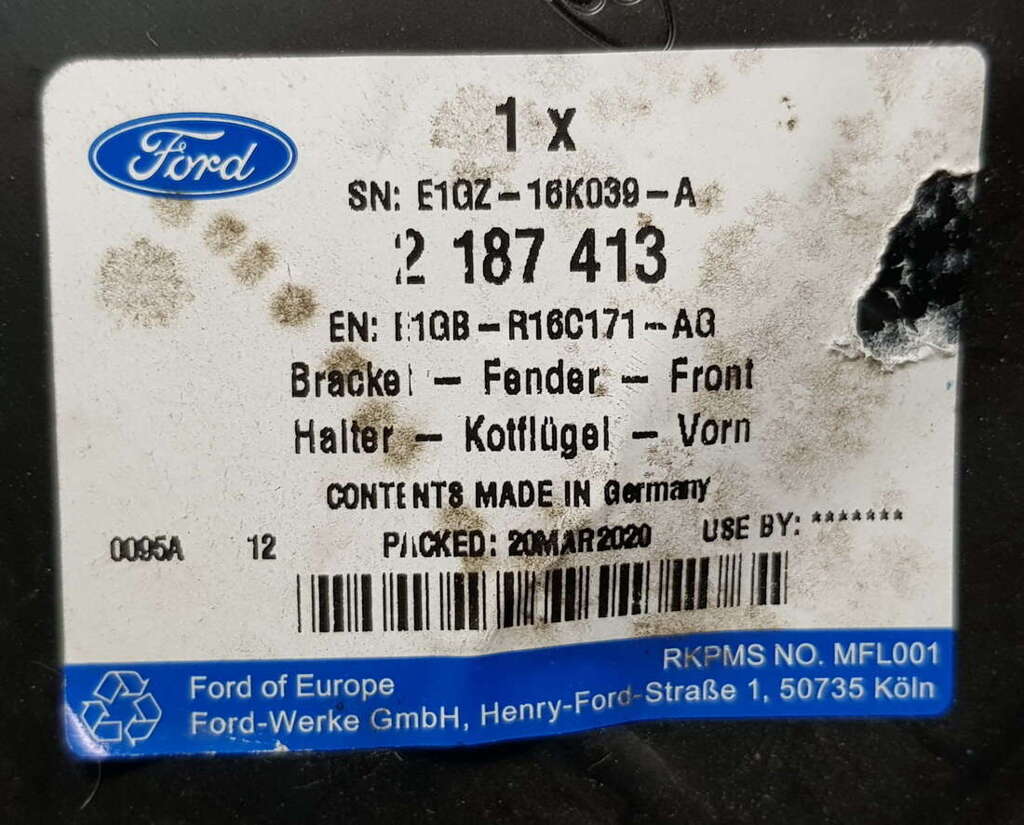 Ford Galaxy S-Max 15- fartuch wspornik błotnika przód lewy 2187413 E1GB-R16C171-AG NOWY ORYGINAŁ