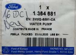 Ford Kuga Focus 1.5 1.6 TDCi pompa wody 3M5Q-8591-CA ORG NOWA