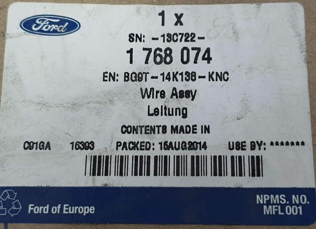 Ford Mondeo MK4 wiązka KEYLESS drzwi przód  prawe BG9T-14K138-KNC 1768074 NOWY ORYGINAŁ