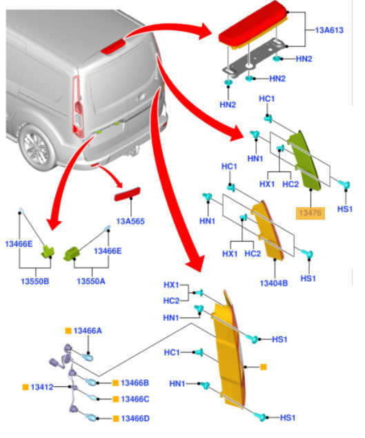 Ford Transit Connect MK2 listwa osłona tył LEWA 1882562 DT11-13477-A NOWY ORYGINAŁ