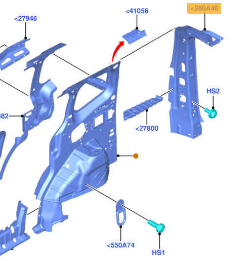 Ford Transit Coureier B460 wzmocnienie słupek tył prawy 2143167 ET76-A280A46-AD NOWY ORYGINAŁ