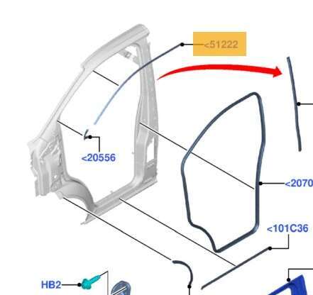 Ford Transit Custom 2012- uszczelka górna drzwi przód LEWA 2425703 BK21-V51401-BJ NOWY ORYGINAŁ