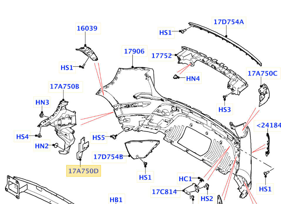 RANGE ROVER EVOQUE 2019- mocowanie zderzaka tył lewe K8D2-102A99-AB NOWY ORYGINAŁ