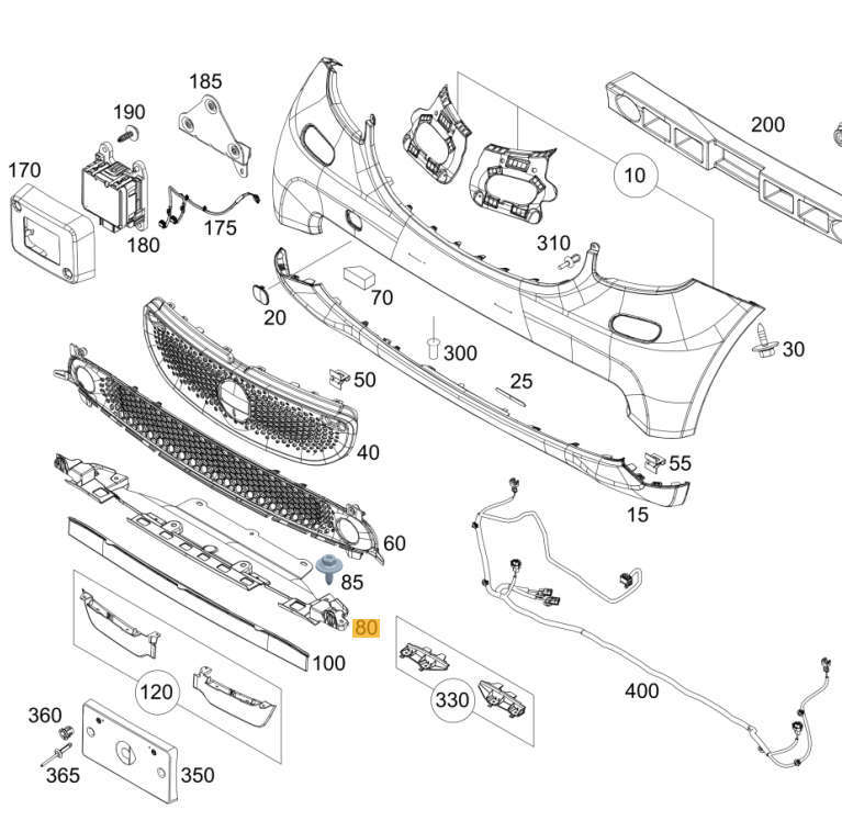 Smart ForTwo 453 płyta pod zderzak przód A4538880160